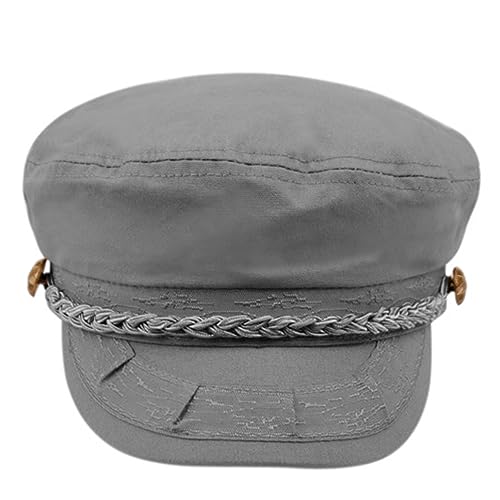 EPOCH Greek Fisherman Sailor Hat 100% Cotton Fiddler Cap Vintage Flat Cap for Women Men Breathable Summer Hat - color: Gray, size: Small-Medium
