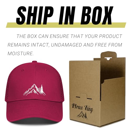 Mountain & Tree Outdoor Trucker Hat for Men Women, Embroidery Gift Baseball Cap for Hiking & Camping - color: 04.red-ren, size: Small