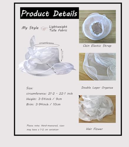 Women's Kentucky Derby Church Dress Hat Wide Brim Leaf Flower Bridal Shower Hat - color: S8-white