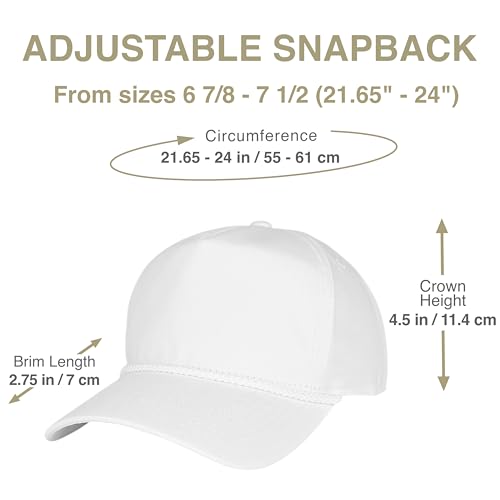 E BY ELIDAN A-Frame Trucker Hat, 5-Panel Blank Snapback - color: White + White Rope