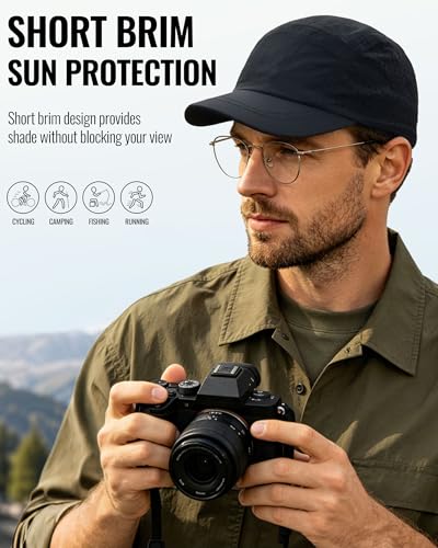 CLAPE 5 Panel Running Hat for Small Heads, Quick Dry Short Brim Cap - color: Bssd2575-navy