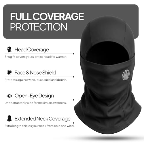 Kids Balaclava Ski Mask for Boys & Girls Dark Black