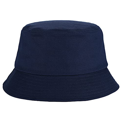 Umeepar Unisex 2 Pack Cotton Bucket Hat Packable Sun Hat for Men Women - color: White +Dark Blue