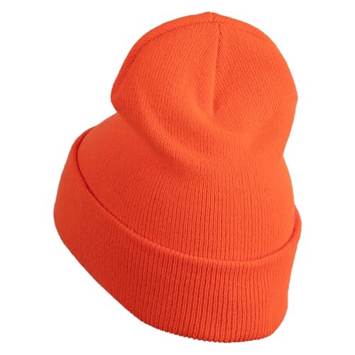 e4Hats.com 12 inch Cuffed Knit Long Beanie - color: Blaze Orange
