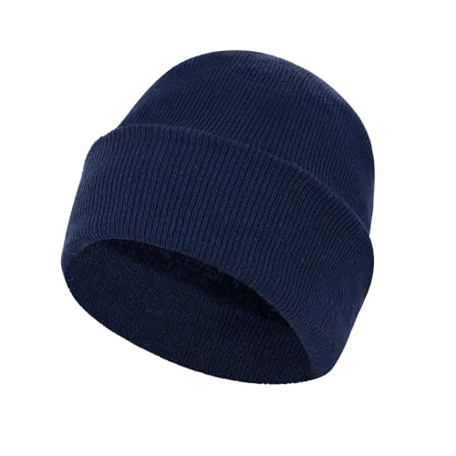 ZH 6 Pack Men's Winter Knit Beanies with Fleece Lining, Warm Stretchy Skull Caps for Cold Weather, Unisex Thermal Hats - color: Navy