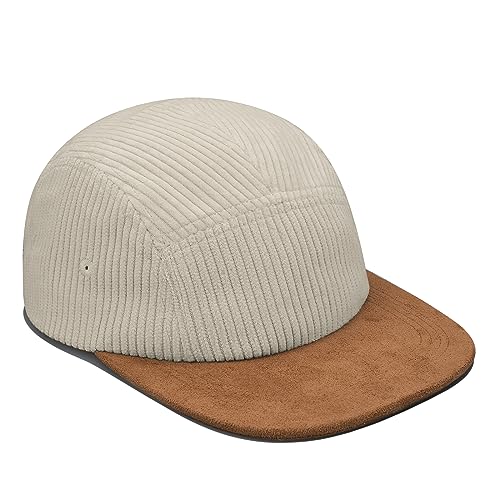 Clakllie 5 Panel Corduroy Baseball Cap for Men Women Soft Flat Brim Trucker Hat Adjustable Hip Hop Hat for Outdoor Travel