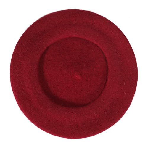ZLYC Wool French Beret Hat Solid Color Classic Artist Cap for Women - color: Garnet