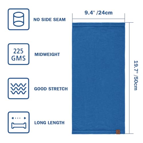 ACUSHLA 100% Merino Wool Neck Gaiter Men Women Winter Ski Face Mask Scarf - color: Cyan 215