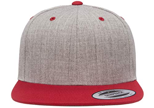 Flexfit Unisex Adult Yp Classics Premium Snapback Cap – 2-Tone - color: Heather/Red