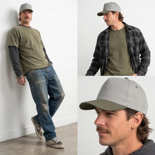 Daxton Men Original Trucker Hat Cotton Twill with Adjustable Snapback 5 Panel A-Frame Cap - color: 2 Pack - All Black, Sage Olive