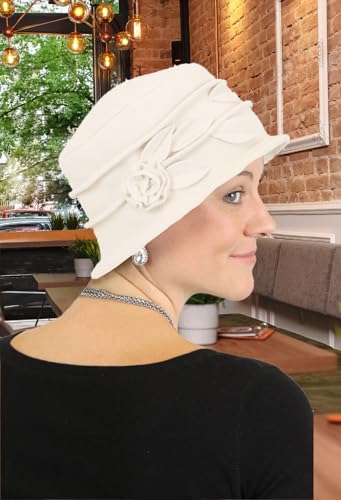Hats Scarves & More Womens Hat Chemo Headwear Cancer Cap Ladies Head Coverings Winter Lady Rose - color: Winter White