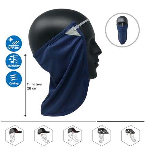 CoolNES - UV Sun Protection Neck Drape Adjustable Multifunctional 2 in 1 Face Covering for Outdoor Fishing - Unisex - color: Coolnes-navy