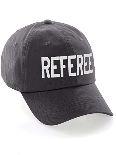 Classic Referee Hat Premium Cotton Low Profile Unstructured Adjustable Strapback - color: Charcoal White