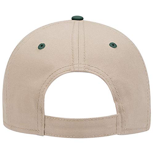 OTTO 6 Panel Low Profile Superior Cotton Twill Cap - color: Dk.grn/Kha/Kha
