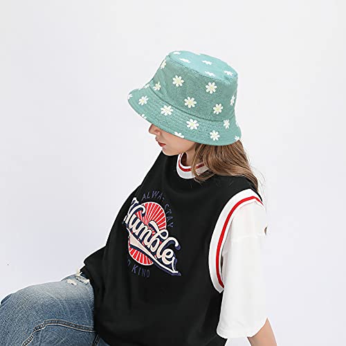 XYIYI Cute Bucket Hat Beach Fisherman Hats for Women, Reversible Double-Side-Wear - color: Green