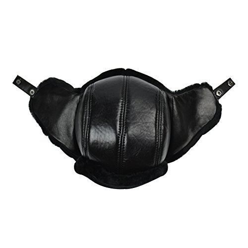 Trapper Hat Winter Hunter Ushanka Ear Flaps Sport Leather Black Hat - size: X-Large