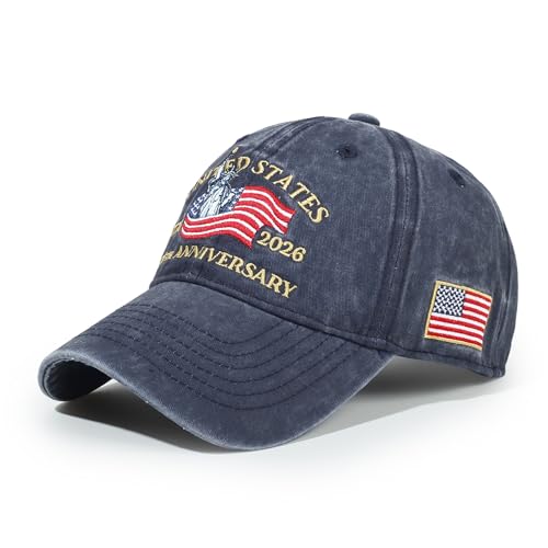 USA 250th Anniversary Baseball Cap Patriotic Embroidered American Hat - color: 2-navy
