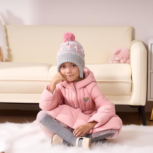 Moon Kitty Baby Girls Earflaps Knit Hats Infant Baby Beanies6-12Months - color: Gray Horse, size: 1-3T
