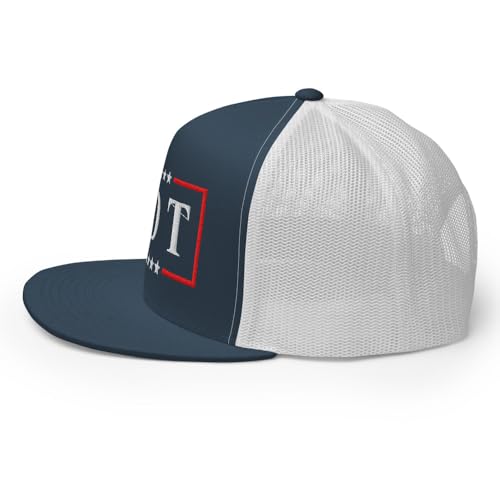 NX FDT Embroidered Flat Bill Trucker Hat High Crown Adjustable FDT Hat - color: Navy/ White