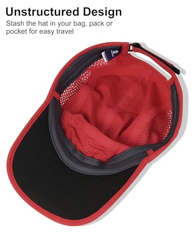 GADIEMKENSD Mens Folding Outdoor Hat Long Brim UPF 50+ Sun Protection - color: Folding Red