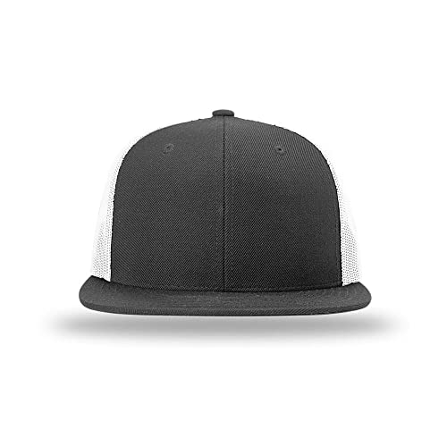Richardson 511 Wool Blend Flatbill Trucker Snapback Adjustable Cap - color: Black/White