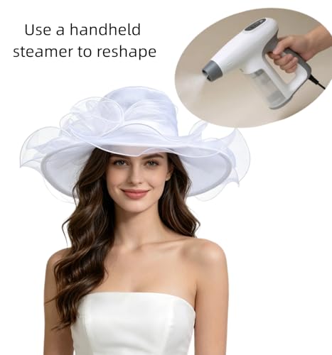 SAFERIN Women's Organza Church Fascinator Bridal Tea Party Wedding Hat - color: Sfhat-001-white 5