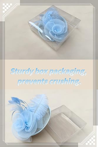 SAFERIN Women's Fascinators Feathers Tea Party Hat Veil Headband with Hair Clip for Cocktail Church - color: Ta4-a Light Blue