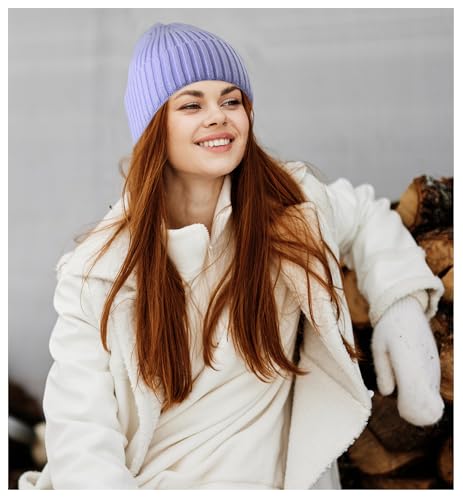 HiRui Knit Beanie for Men Women Kids, Winter Hats Warm Classic Daily Skull Caps - color: Purple