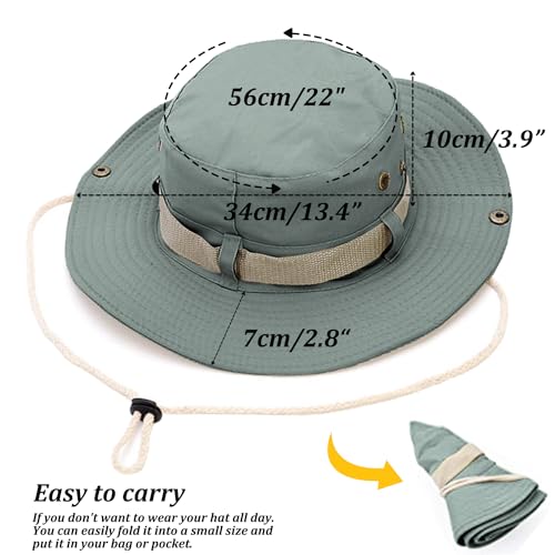 Sun Hats for Men Women, Fishing Hat UV Protection Wide Brim Bucket Hats Foldable Boonie Hat for Hiking Camping Safari - color: Cyan