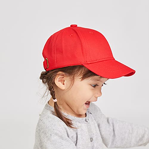 LANGZHEN Cotton Outdoor Toddler Girls Boys Plain Baseball Cap Baby Infant Structured Adjustable Hat for Kids Sun Hat - color: Red+pink, size: Medium