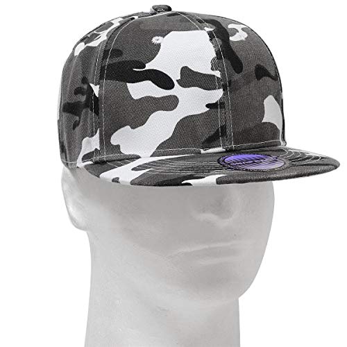 Classic Snapback Hat Cap Hip Hop Style Flat Bill Blank Solid Color Adjustable Size - color: 1pc Grey Camouflage