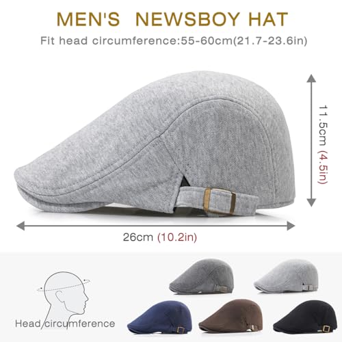 Men's Cotton Newsboy Hats Flat Ivy Gatsby Cap Irish Cabbie Ivy Driving Hunting Hat - color: Light Gray