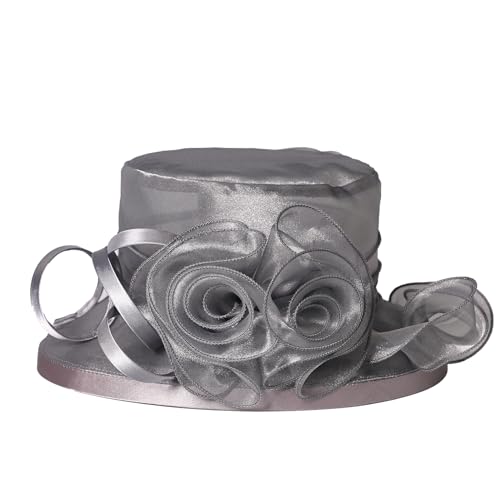 Floral Wedding Hat for Women's Tea Party Fascinators Kentucky Church Derby Hats - color: Grey