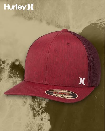 Hurley Mens Mini Icon Mesh Panel Fitted Trucker Baseball Cap - color: Noble Red, size: Large-X-Large