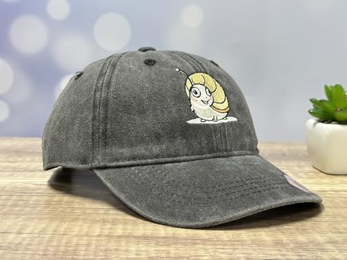 Adjustable Embroidery Animal Baseball Hat for Kid Toddler Child - color: Snail (Washed Black)