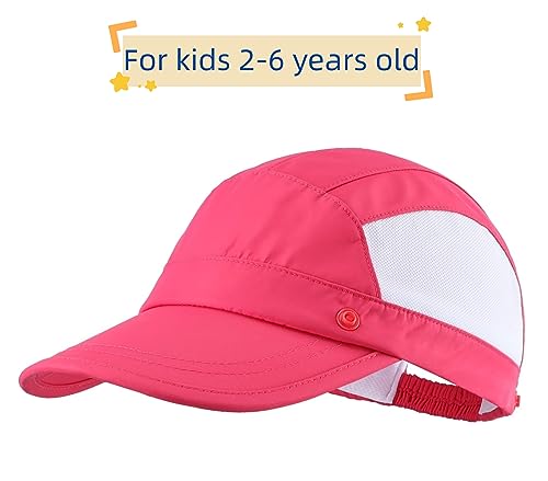 Connectyle Kids Sun Hat with Removable Neck Flap UPF 50+ Sun Protection Baseball Cap Summer Beach Sun Hats 3-6 Years - color: Hot Pink