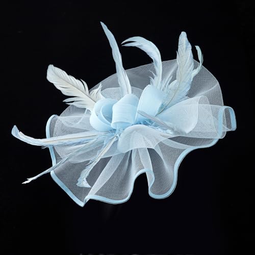 dressfan Womens Fascinator Hat Headpiece Vintage 20s 50s Accessories Headband for Derby/Wedding/Cocktail/Wedding/Tea Party - color: Light Blue