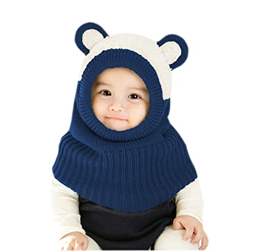 Baby Winter Hat Scarf Set, Unisex Infant Toddler Kids Hat Scarf - color: Navy Bear, size: 1-3T