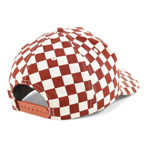Trendy Apparel Shop Structured 5 Panel Checkered Print Baseball Cap - color: Burgundy