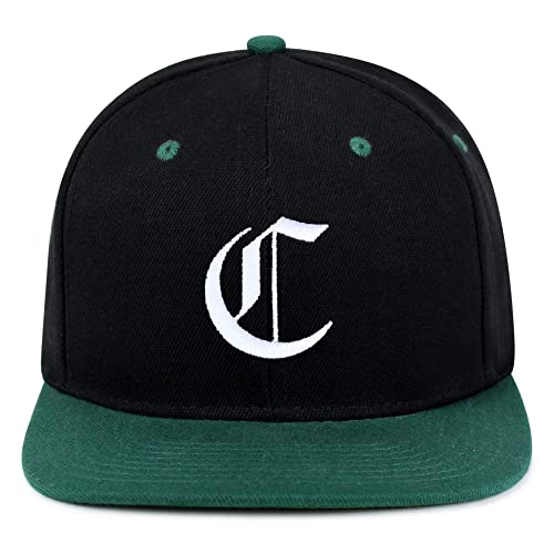 JPAK Old English Letter C Hip-Hop Snapback Hat Embroidered Baseball Cap English Alphabet - color: 17. Black/Green