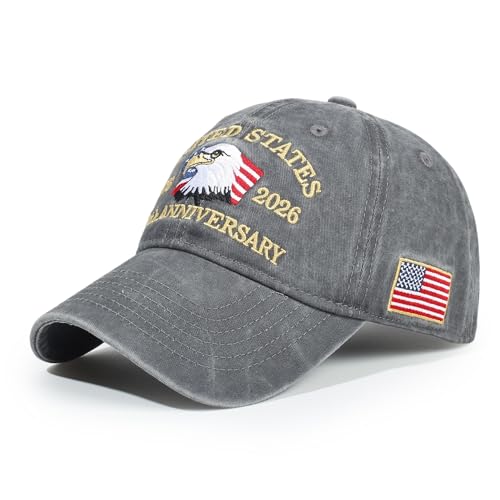 USA 250th Anniversary Baseball Cap Patriotic Embroidered American Hat - color: 1-gray