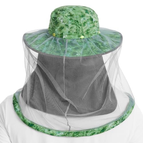 BASSDASH UPF 50+ Mosquito Sun Hat with Hidden Head Net and Neck Flap for Men Women Outdoor Fishing Hiking Camping - color: Tropical Flower
