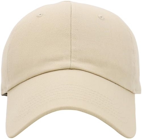 KBETHOS Classic Unisex Cotton Adjustable Low Crown Baseball Cap – Plain Dad Hat - color: Ivory