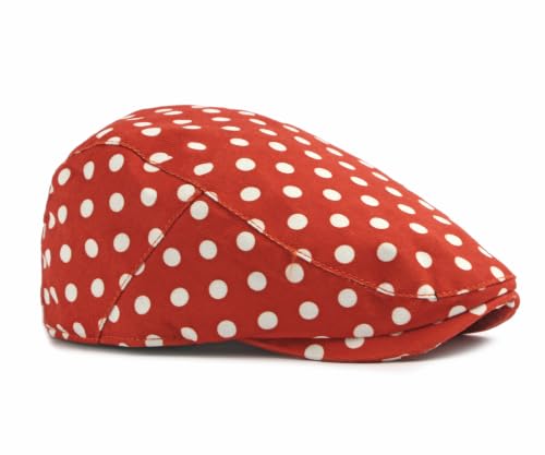 Cotton Newsboy Cap,Breathable Ivy Gatsby Cabbie Beret Hat for Men's Women Driving Hunting Golf - color: Dot Red