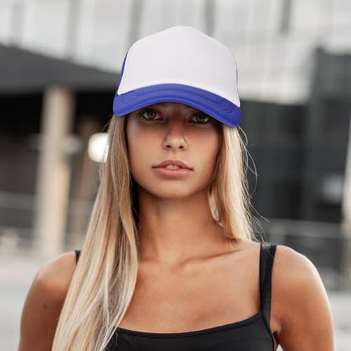 Ultrafun 10 Pack Trucker Hat Mesh Sublimation Blank Hats Adjustable Baseball Caps Hats for Men Women - color: Royal Blue White
