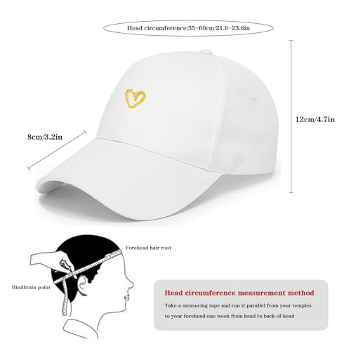 Women's Men's Fashion Baseball Cap Adjustable Strapback Hats Dad Hat Visor Sports Hat - color: Love Heart White