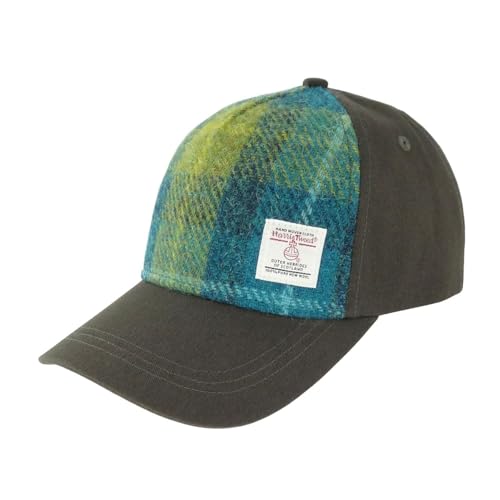 Tartan Baseball Cap in Harris Tweed by Glen Appin Of Scotland Limited - color: Sea Blue & Green Check