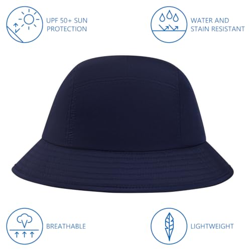 BASSDASH UPF50+ Fishing Bucket Hat for Men Women Lightweight Water Resistant Packable Outdoor Summer Sun Hats FH13 - color: Dark Blue