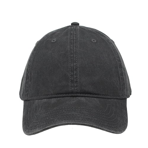 Plain Washed Cotton Adjustable 6 Panel Dad Hat Baseball Cap - color: Black