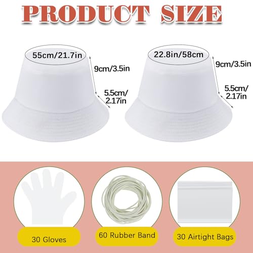 Silkfly White Cotton Bucket Hat for Tie Dye Blank Sun Hat DIY Sublimation with Accessory for Tie Dye Party - size: Large